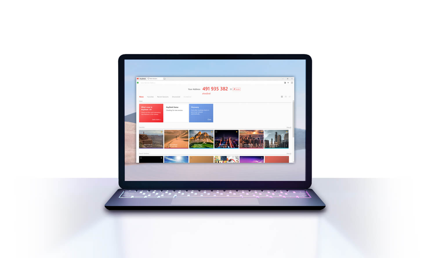 Laptop with AnyDesk software